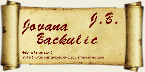 Jovana Bačkulić vizit kartica